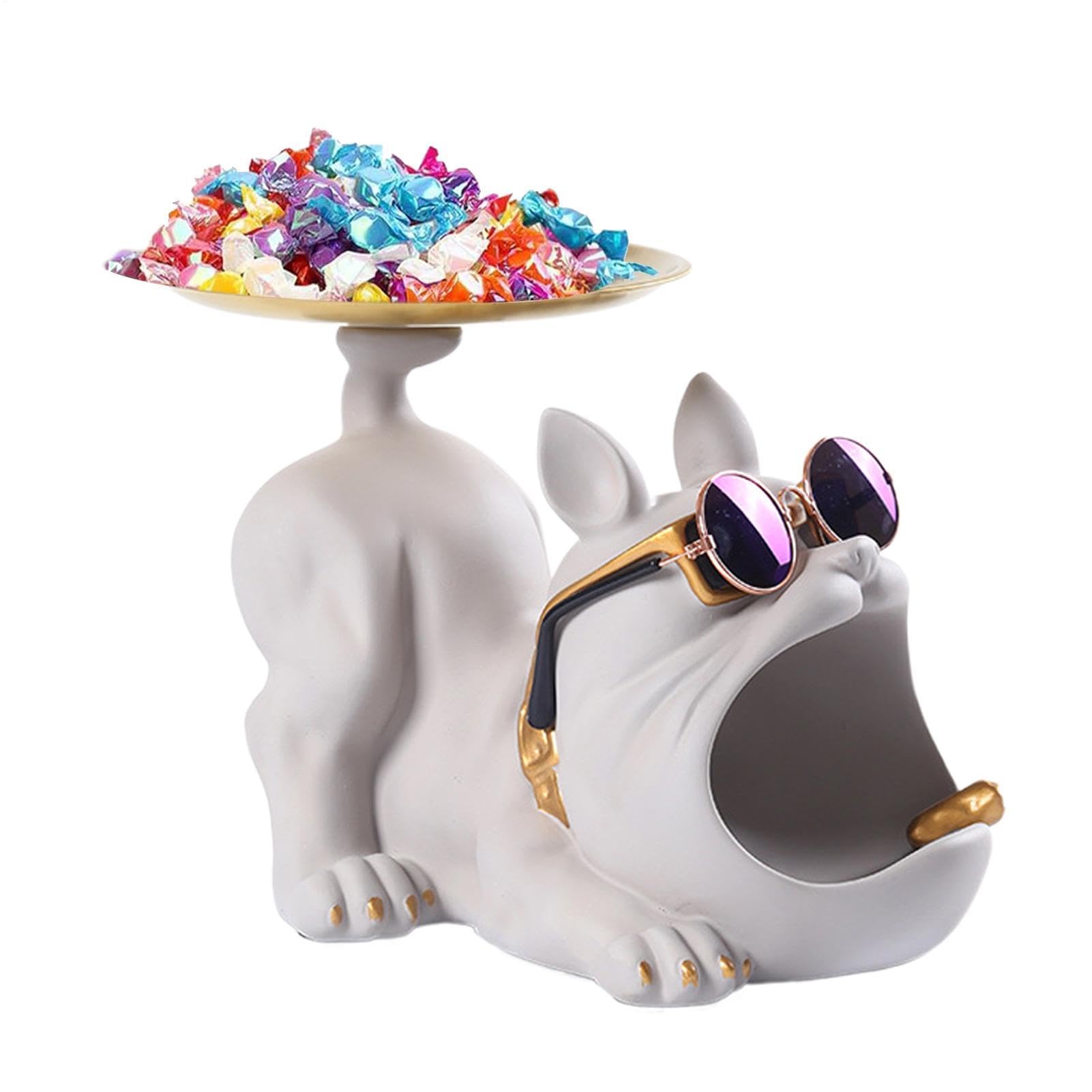 Organizadora de escritorio y llavero bulldog para mesa de pasillo entrada salón