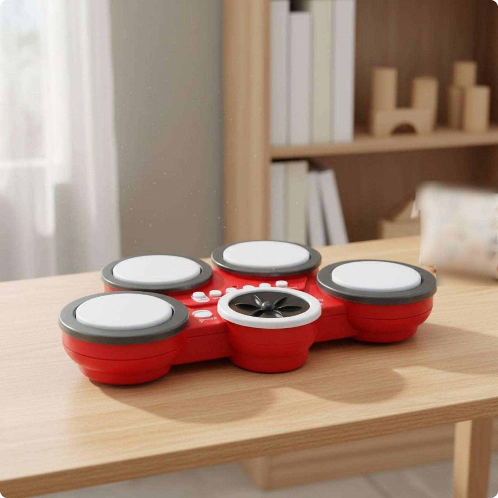 Qianly Tambor de Mano Electrónico Luc Inrmint Baría Electrónica Infantil Compacta Tambor Electrónico para Aprendizaje , Rojo