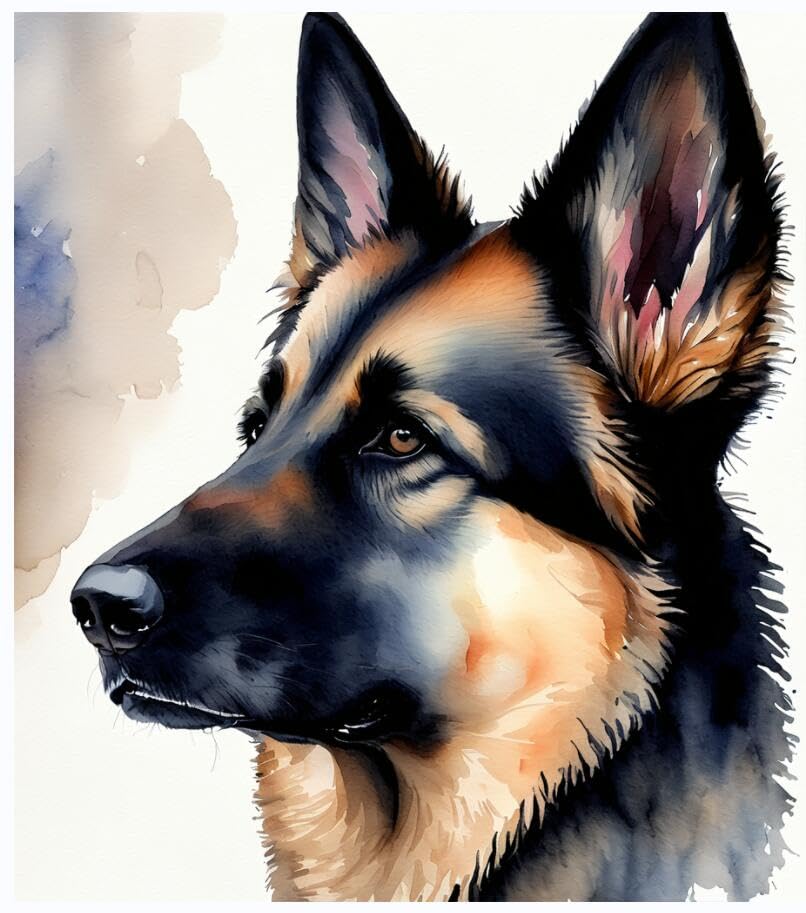 Malen Nach Zahlen Set „Deutscher Schäferhund“ 40x50 Cm – Inkl. Leinwand, Acrylfarben & Pinsel, Für Erwachsene & Kinder