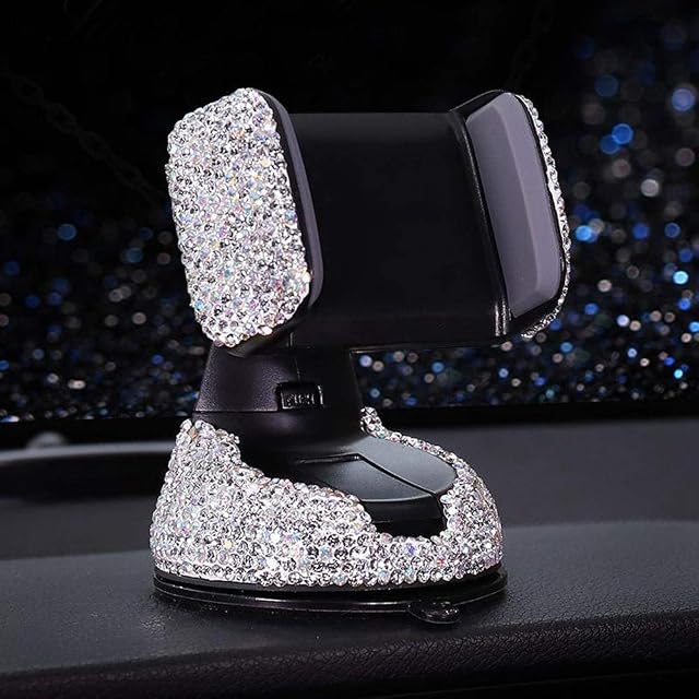 Volwco Bling Bling Air Vent Phone Holder, 2 In 1 360° Rotation Dashboard Cell Phone Holder & Car Air Vent Mount for iPhone X, 8/8 Plus, 7/7 Plus, 6/6 Plus, Samsung Galaxy S9, S8, S7, S6, S5