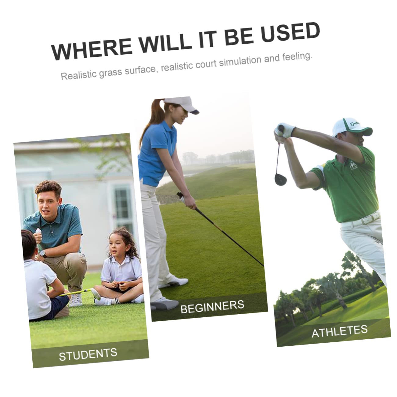 Garneck 5pcs Portable Golf Hitting Mat Practice Pad with Realistic Turf for Beginners and Advanced Players Convenient Storage Grass Training Mats Green