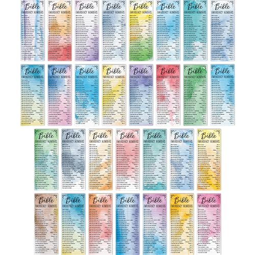 120 PCS Bible Emergency Numbers Bookmarks, 30 Designs Christian Book