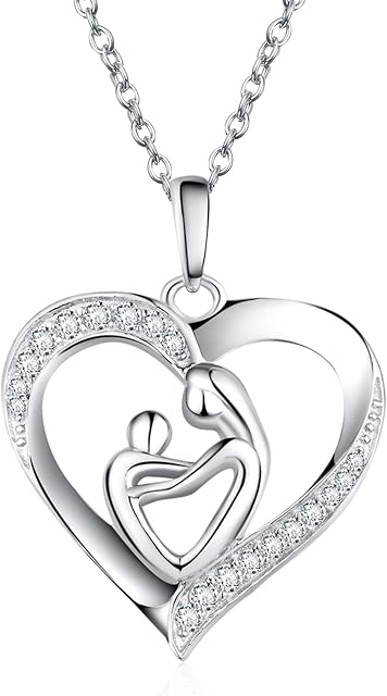 EPVOA Gifts for Mum|Mother Necklace|925 Sterling Silver Necklace for Women|Mother Day Birthday Gifts from Daughter Son(16+2 inches)