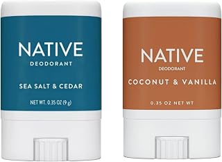NEW Deodorant Native Mini Coconut Vanilla, Sea Salt & Cedar Scent 2 Pack Combo Aluminum Free 0.35 oz Trial Size - To Carry In Your Pockets Or For Your Travel (Pack of 02)