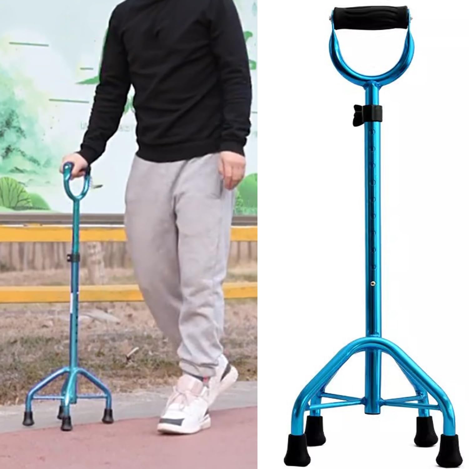 Regulowana laska do chodzenia, Quad Cane dla dodatkowej stabilności, lekka aluminiowa pomoc w chodzeniu dla seniorów