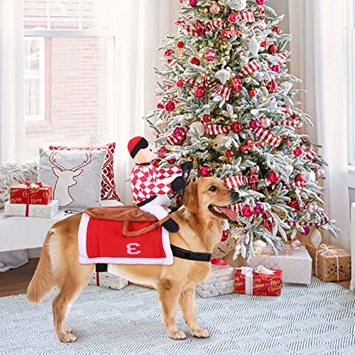 Teahutty Halloween Jockey Saddle Dog Horse Costume, Dog Christmas Costume, Funny Pets Party Cosplay Apparel Dog Riders Clothing, red - Image 2