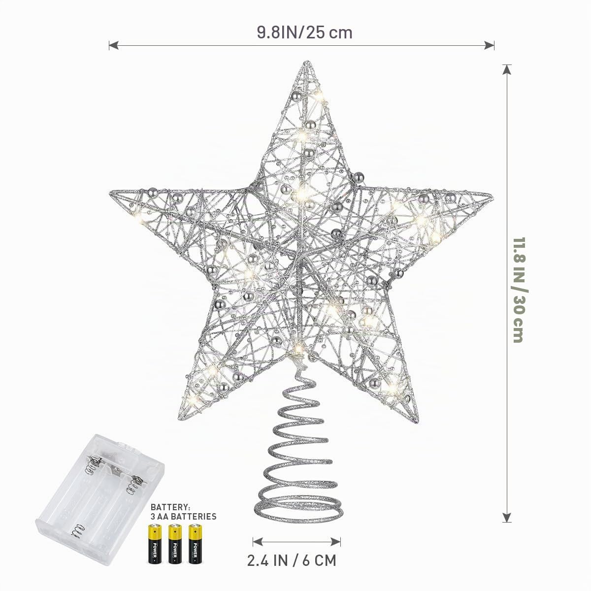 25 X 30 Cm Creative Christmas Tree Topper Star Treetop Light Décoration de Fête de Noël pour La Maison Bar Shop ()