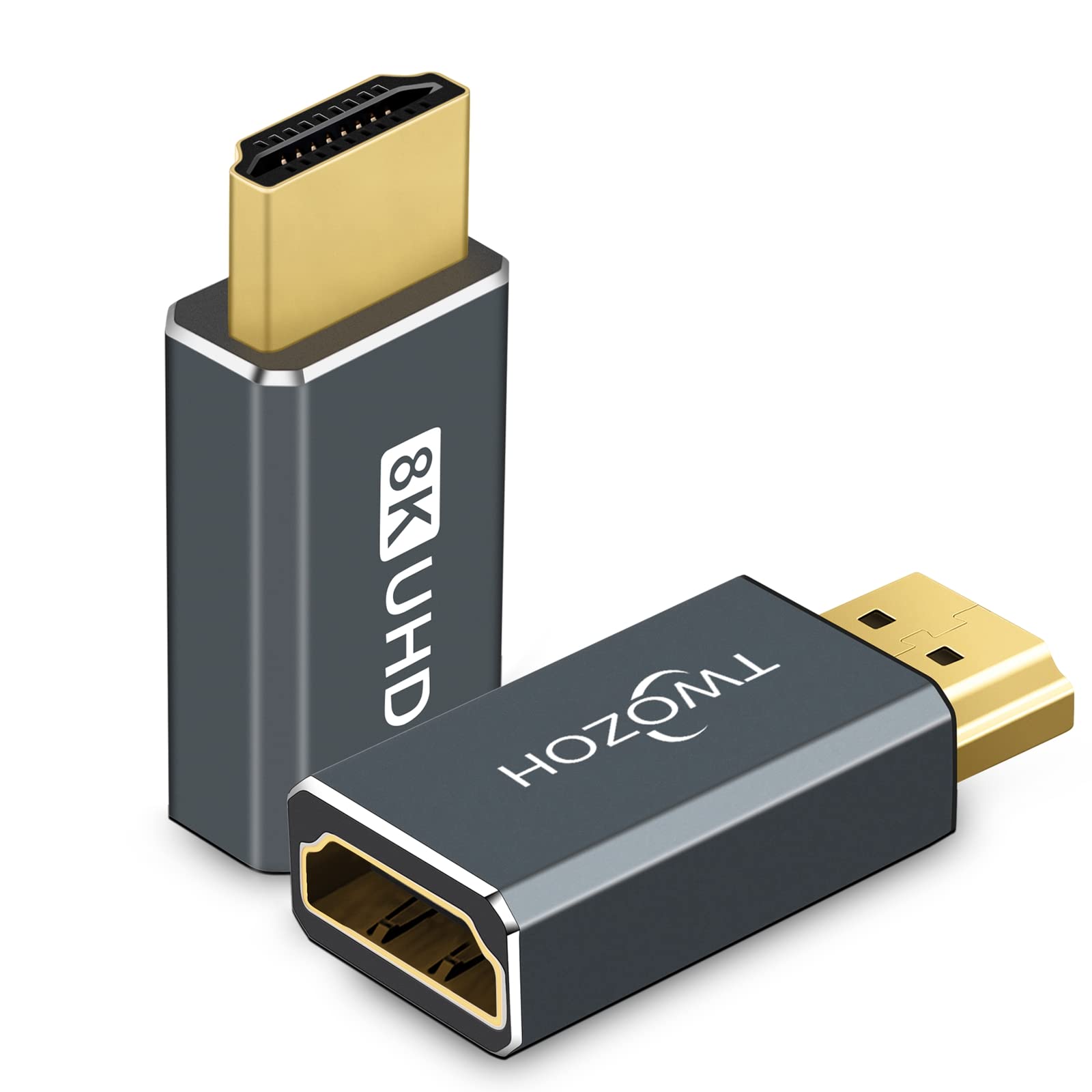 Twozoh 8K HDMI Extension Adapter (2-Pack), HDMI 2.1 Male to Female Connector Extender Support 8K@60Hz, 4K@144Hz, 2K@240Hz