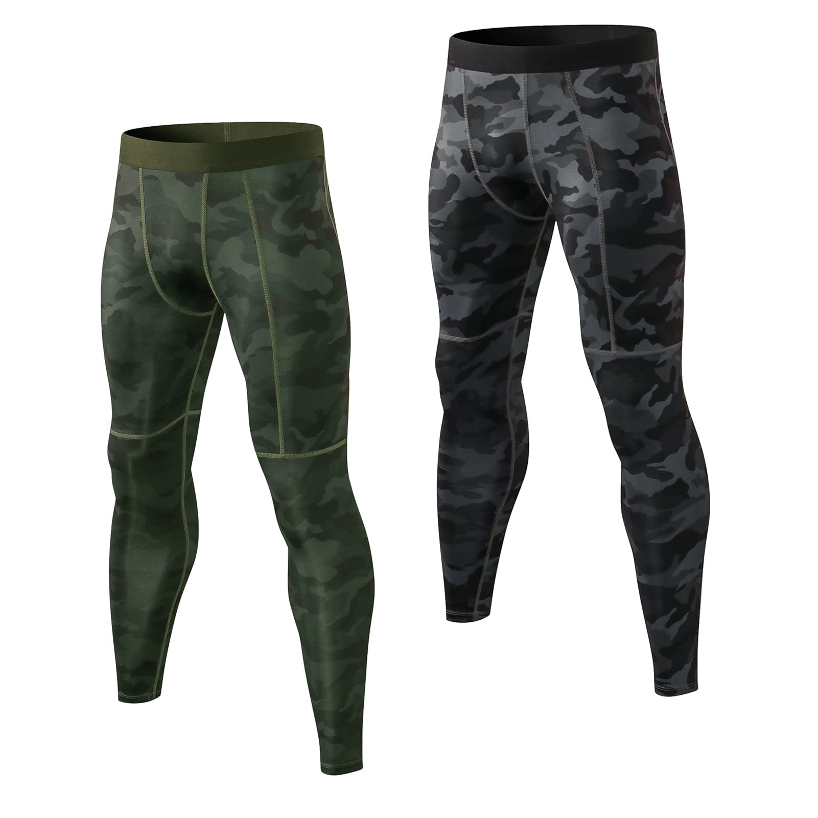 2 Piezas Mallas Running Hombre Deporte Leggings con Bolsillos, Secado Rápido Pantalón de Compresión para Gym Fitness Jogging