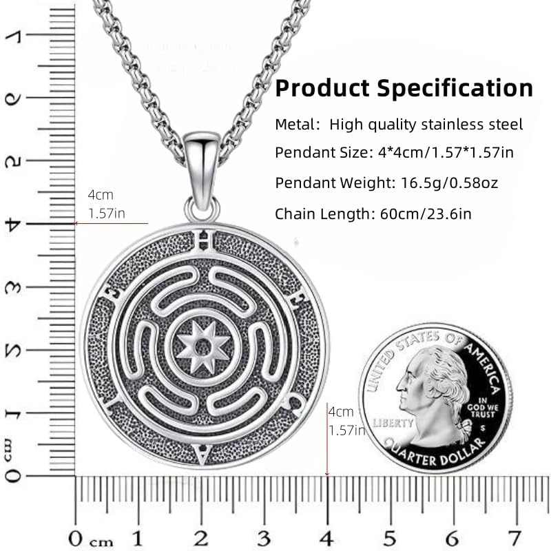YWMAN Hecate Necklace for Women Men, Triple Moon Goddess & Hekate Wheel Pendant, Mystical Stainless Steel Jewelry for Witchcraft, Wiccan Gifts, Spiritual Protection & Magic - Image 2