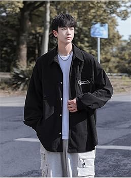 Amazon.co.jp: [KSLAT] 黒シャツ 長袖 メンズシャツ ゆったり