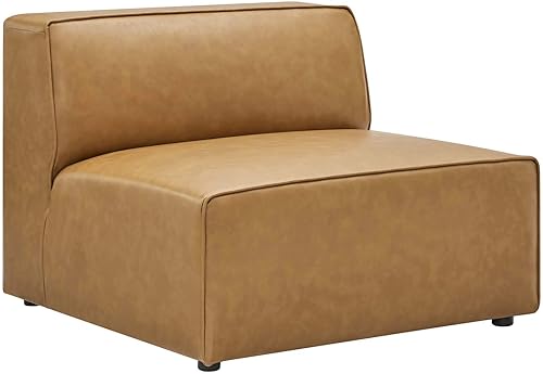 Miniatura 2 de Modway Mingle Sofá seccional de cuero vegano Silla sin brazos en color marrón