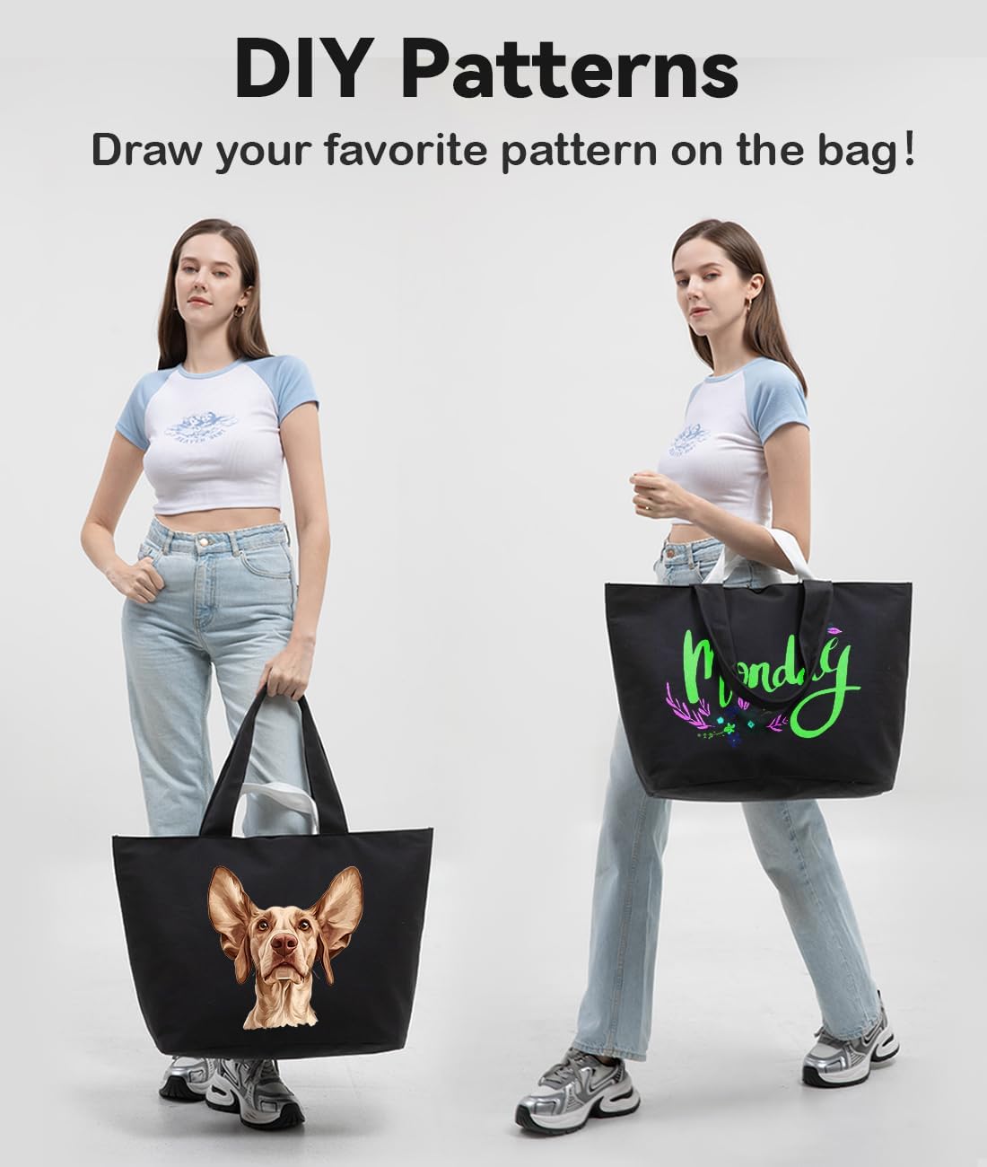 22'' 50L 100% Cotton Oversized Travel Tote Bag for Women - Tear-Resistant, Overnight/Weekend/Beach Bag - Image 3