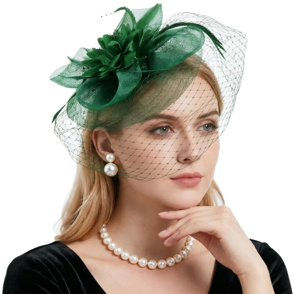 DRESHOW Women Fascinator Hats Tea Party Hat Vintage Pillbox Hat Headband for Cocktail
