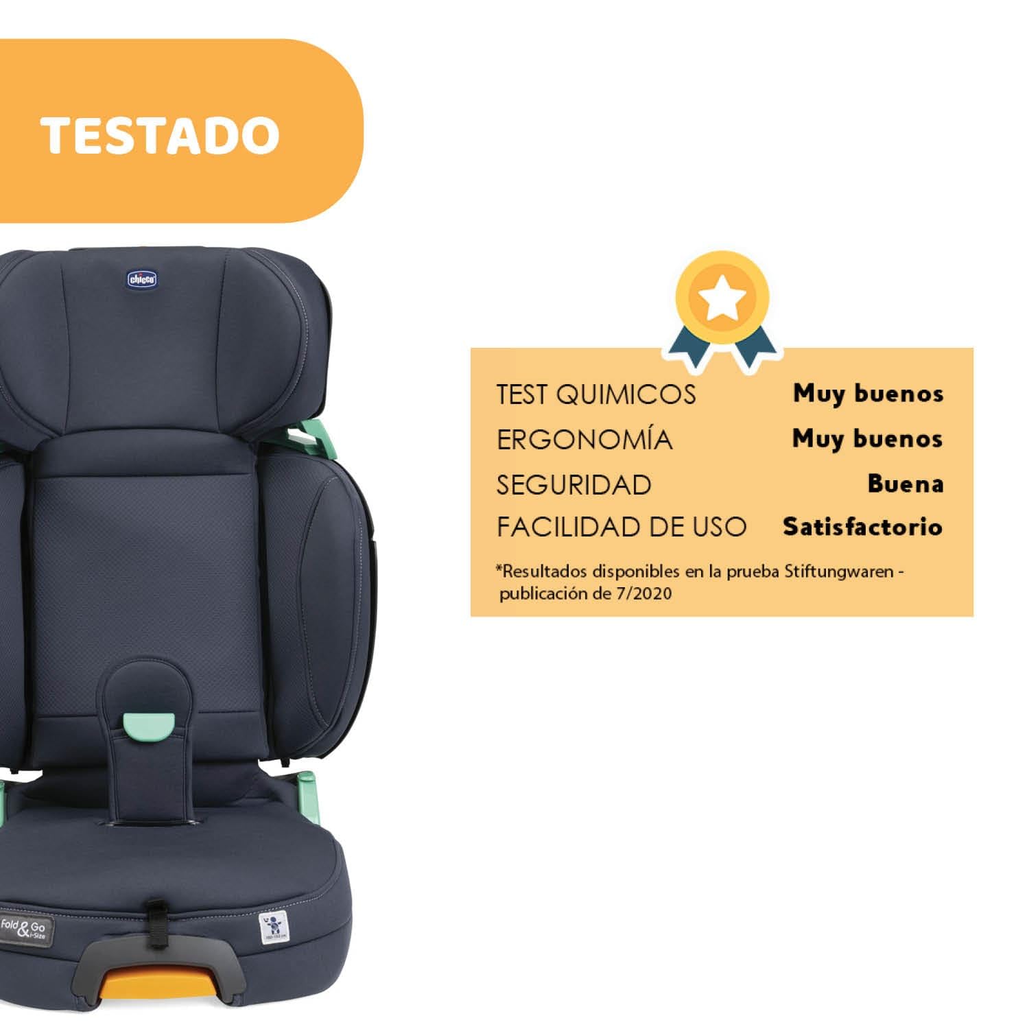 Chicco Fold&Go I-Size Fotelik Dziecięcy 100-150 Cm, Regulowany Fotelik Dla Dzieci W Wieku Ok. 3-12 Lat (Ok. 15-36 Kg), Składany i Przenośny, Z Osłoną Boczną, Regulowana Wysokość i Szerokość, India Ink