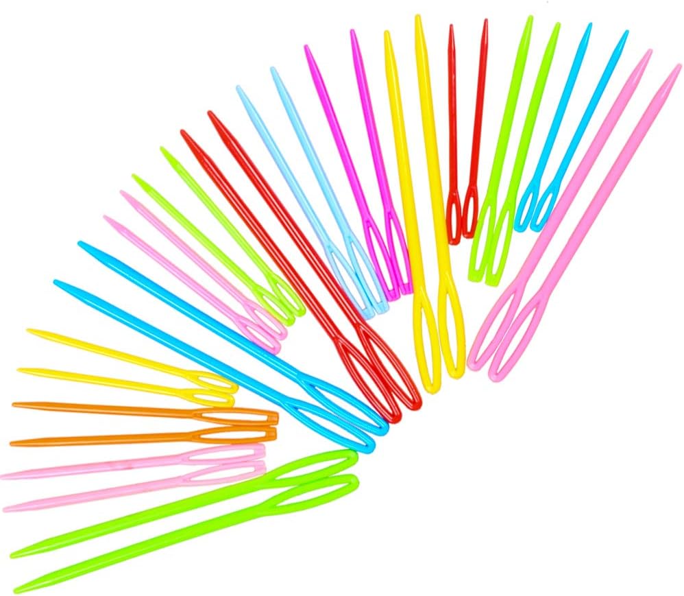 Hekisn Large-Eye Plastic Sewing Needles, Colorful Safety Lacing Needles, 3 Different Sizes Yarn Sewing Needle, Learning Needles for DIY Sewing Handmade Crafts 3.5 & 2.76 & 2.1 inch (30 Pieces)