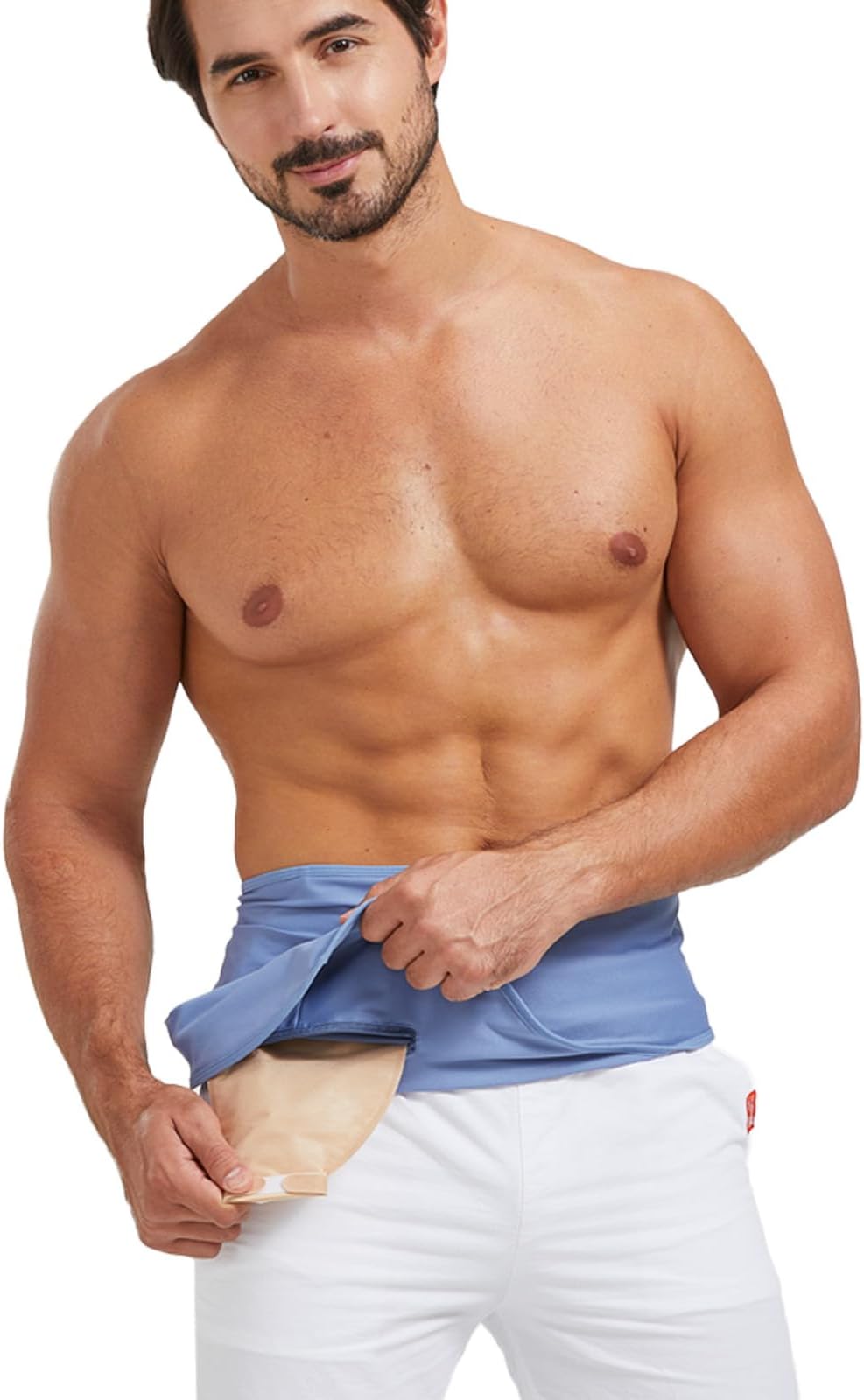 Ostomy Belt, Ostomy Supplies, Ostomy Support Belt Stealth Belt for Ostomy Bag Inner Pocket to Hold Ostomy Pouch for Men & Women, Ostomy Bag Cover for Sport & Swiming - Medium (Blue)