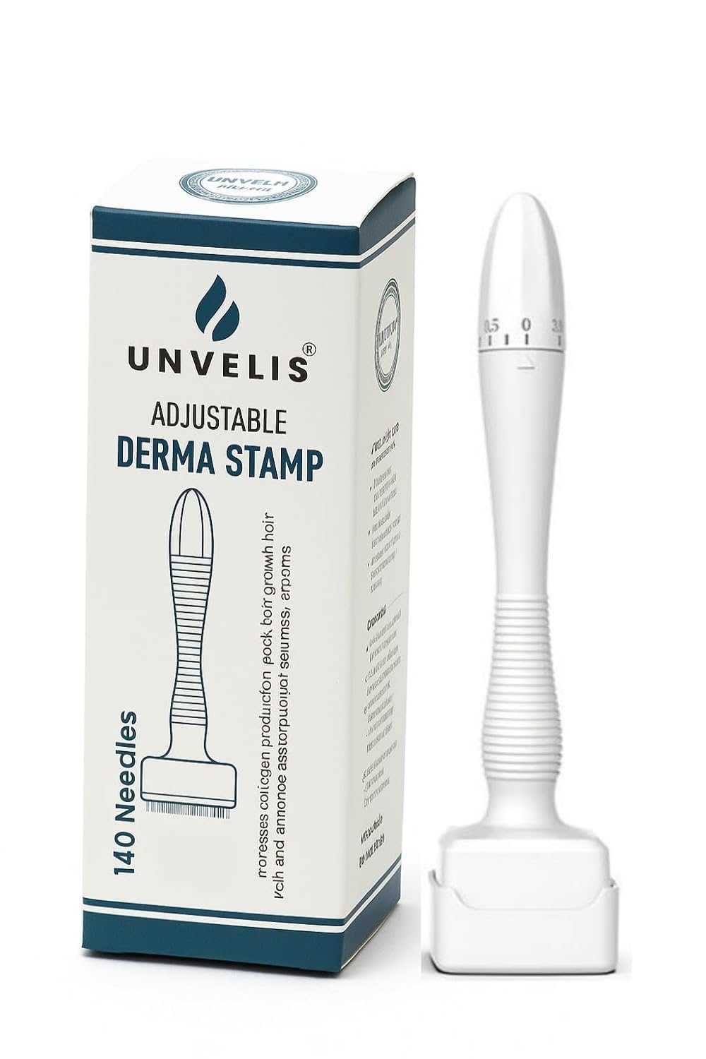 Unvelis 140 Titanium Adjustable Micro Needles Facial Derma Roller Kit for Skin Repair, Face, Hair & Beard Growth