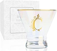 Vista 23 de Onebttl Vasos de Martini iridiscentes sin tallo con inicial L, regalos personalizados para mujeres, 8 onzas, regalos de cóctel, vasos de alcohol