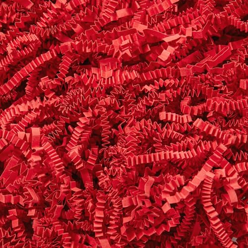 Mefleet 1/2 LB Crinkle Cut Paper Shred Filler 8 oz Red Crinkle Shredded Paper for Gift Box - Gift Basket Bag Filler - Grass Cushion Stuffing for Mothers Day Easter Holiday Packaging Wrapping
