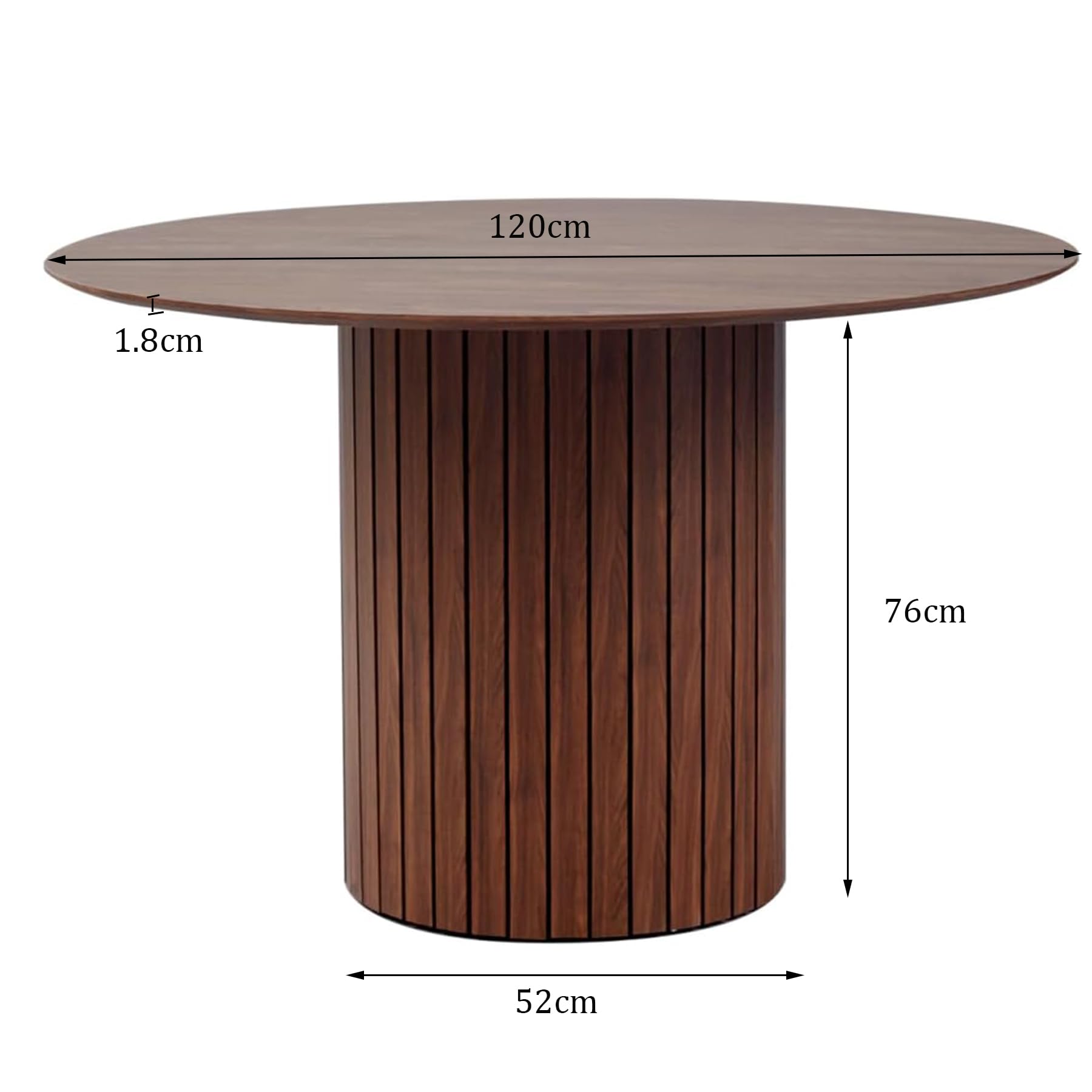 GrandCA HOME Runder Esstisch, moderner Küchentisch 120cm, Esszimmertisch mit rundem Holzsockel, große MDF-Arbeitsfläche für 4-6 Personen, Dunkelbraun
