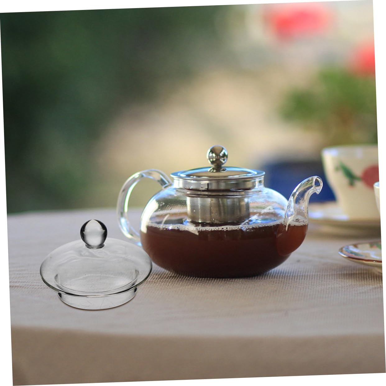 IMIKEYA Tapas para Filtros de Té Suelto de Vidrio, 4 Piezas Redondas para Tetera de 600ml y 1000ml, Eficientes para Aislar Residuos Infusión de Té en Casa