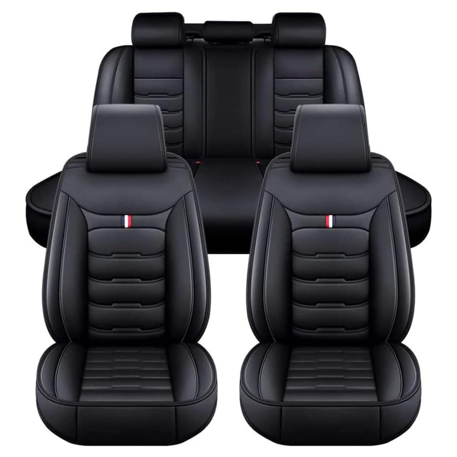 LZLMCCLM Leather Full Set Car Seat Covers for Audi A4/A5 B8/B9Avant/allroad, 5 Seats Waterproof Breathable Seat Cushion Protector Covers,Black/A