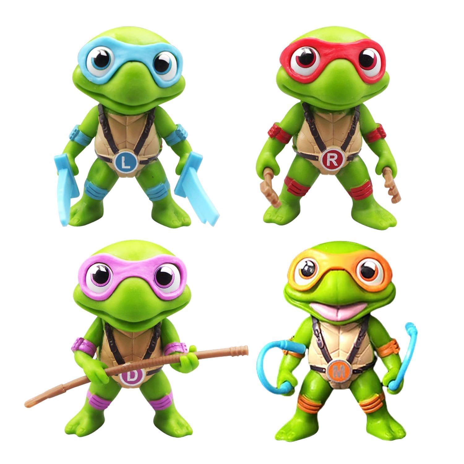 Blue Aura Cartoon Turtle Action Figures Set of 4 Toy Combo Figurines PVC Multicolour Height - 7CM| Turtle Set of 4