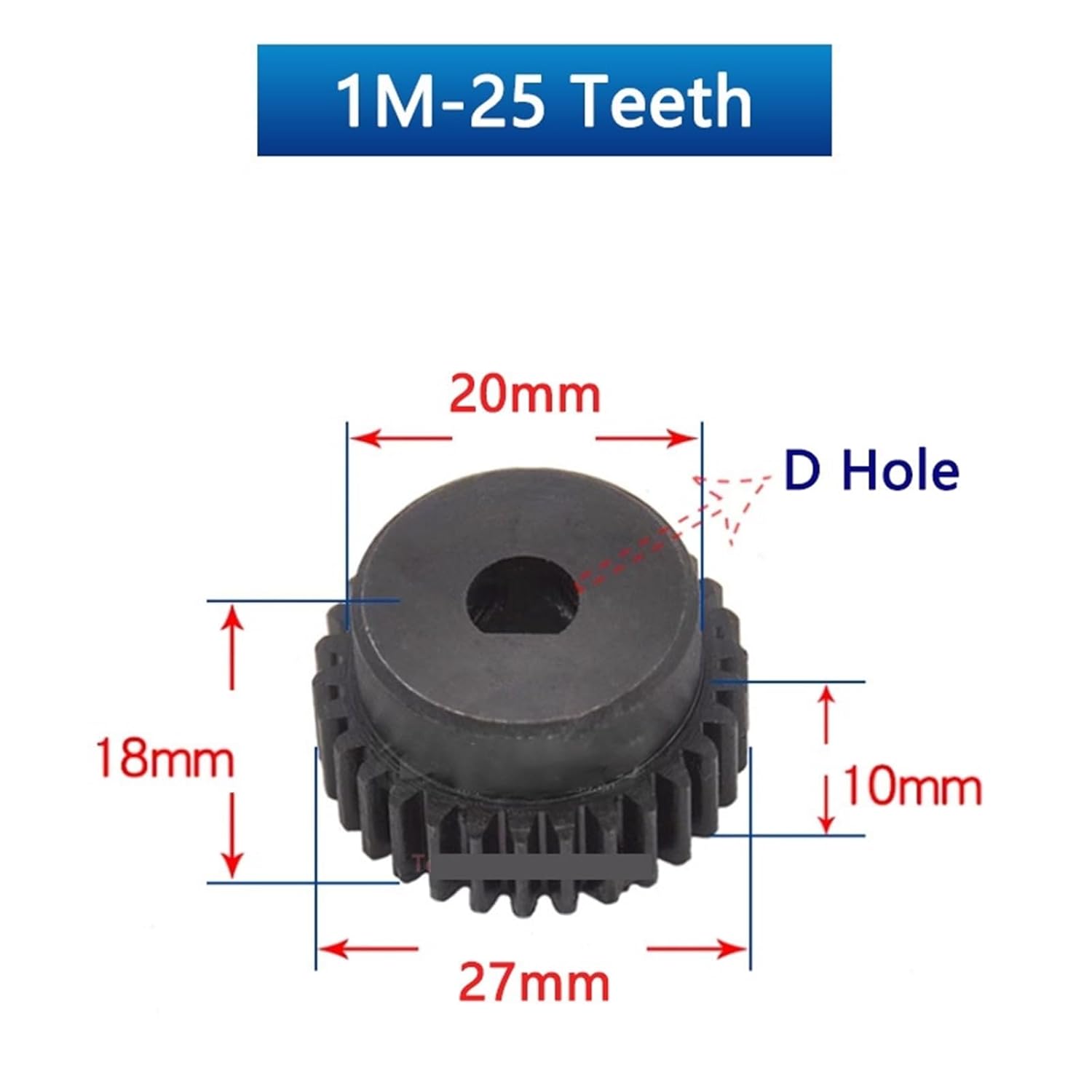 1Pcs 20T-26T 1M D Hole Spur Gear with Step 1 Mod 20 22 24 25 26 Teeth 45# Steel Metal Motor Gear Bore 5x4.5/6x5/6x5.5/8x7-12x11mm(5x4.5mm,24 Teeth)