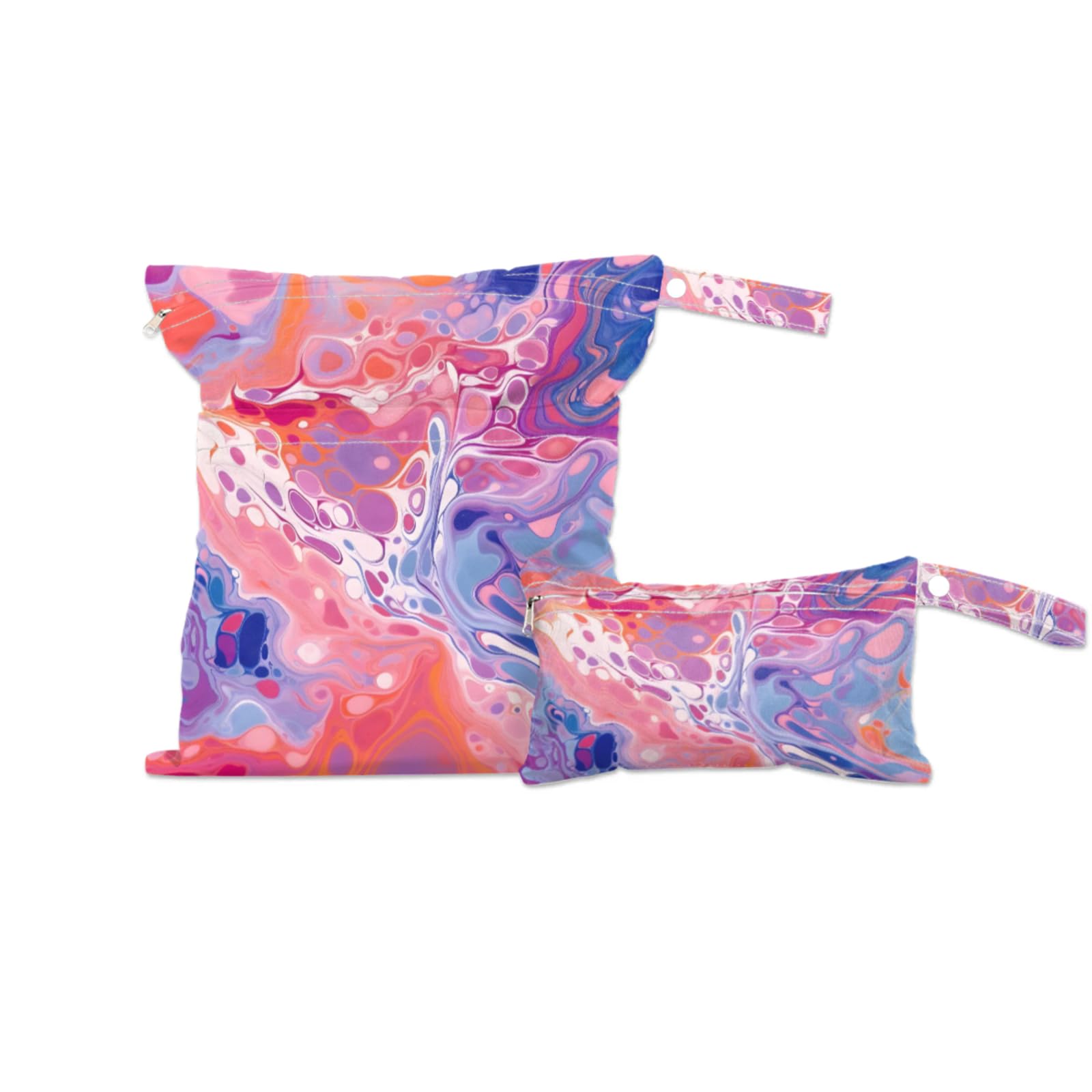 2 Set Colorful Texture Wet Dry Bags for Baby Cloth Diapers Reusable Storage Bag for Travel,Beach,Pool,Daycare,Stroller,Gym,Laundry,Dirty Clothes,Swimsuits Wet Clothes, Natural Marble Wet Bag