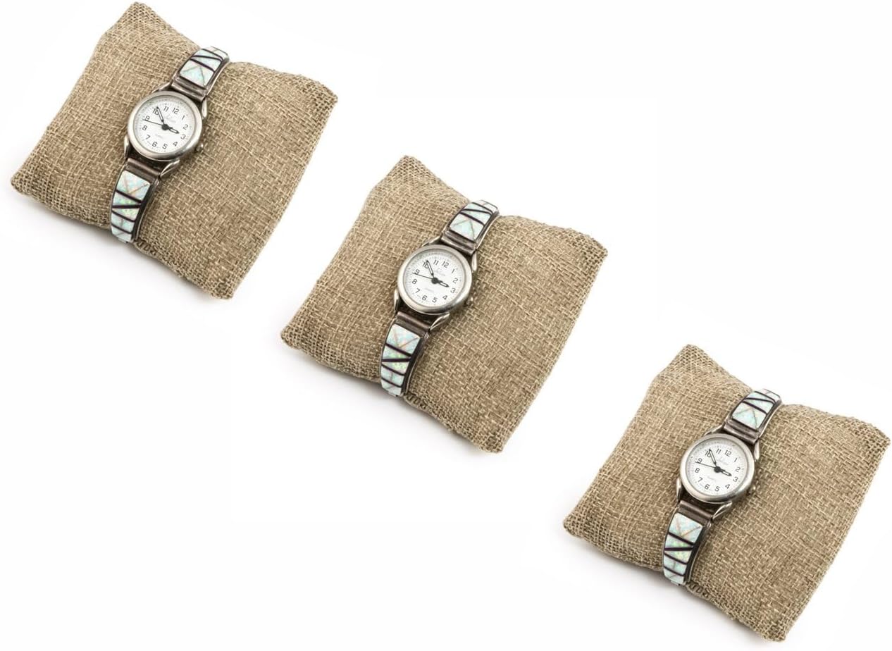 Burlap Jewelry Display Pillow (Pack of 3) Bracelet Cushion for Jewelry Display Bracelet Watch