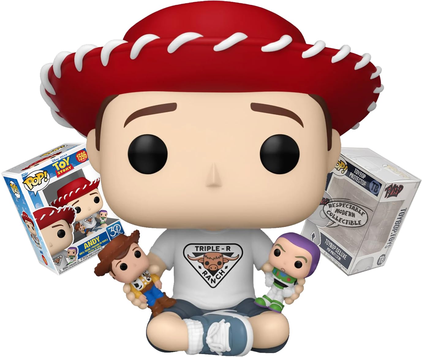 Funko Toy Story Andy con Buzz y Woody de 30 aniversario coleccionable con protector