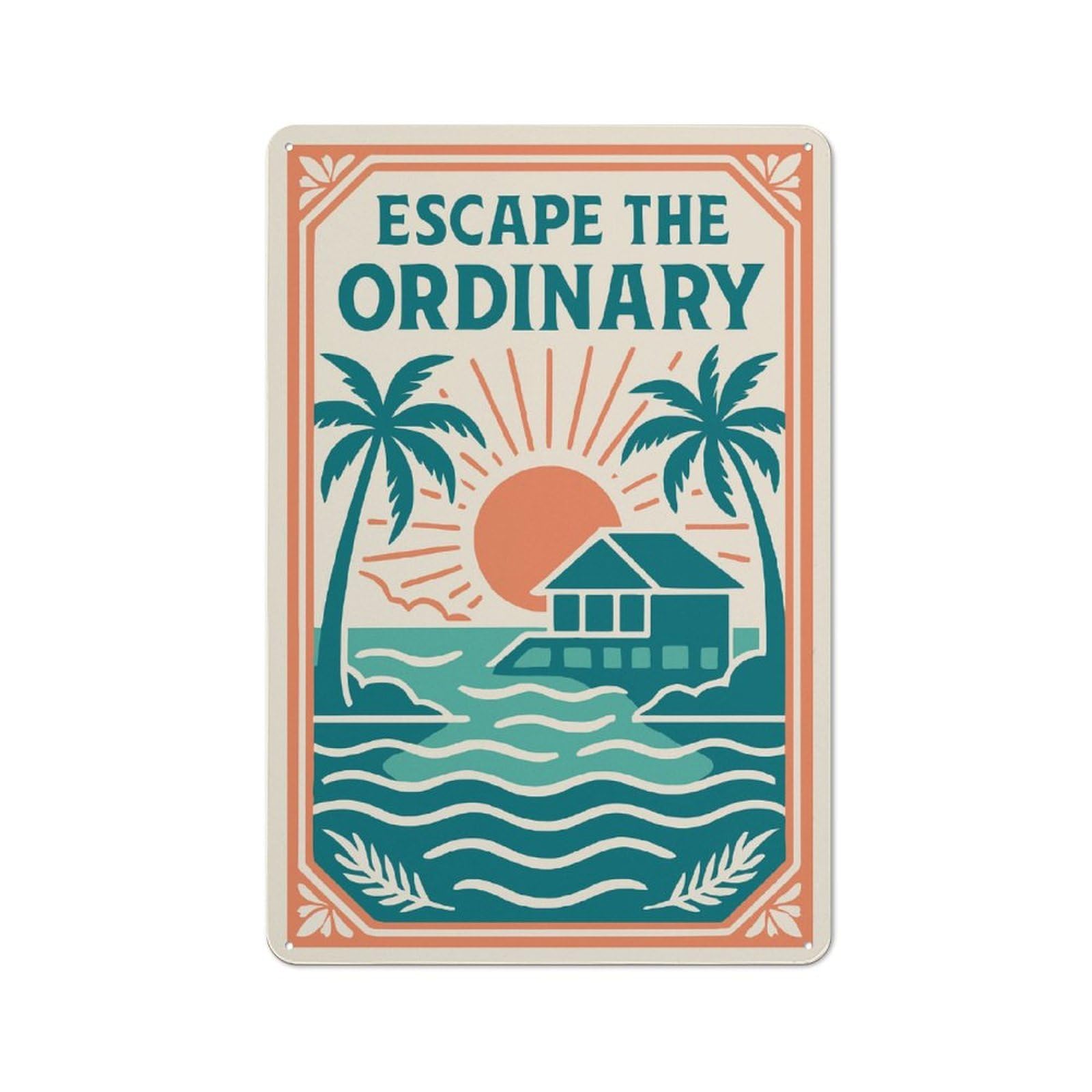 Junmoney Style-2 Vintage Garden Room Metal Sign 30X20cm Featuring Escape The Ordinary Tropical, Utility Space Decor For Shed, Garden Room, Porch Or Garage