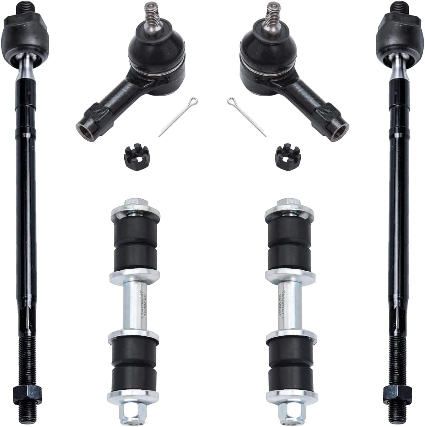 Detroit Axle - FWD Front Tie Rods Sway Bars for 2002-2007 Mitsubishi Lancer 4 Inner & Outer Tie Rod End Links 2 Stabilizer Sway Bar End Links 2003 2004 2005 2006 Replacement - 6pc Set
