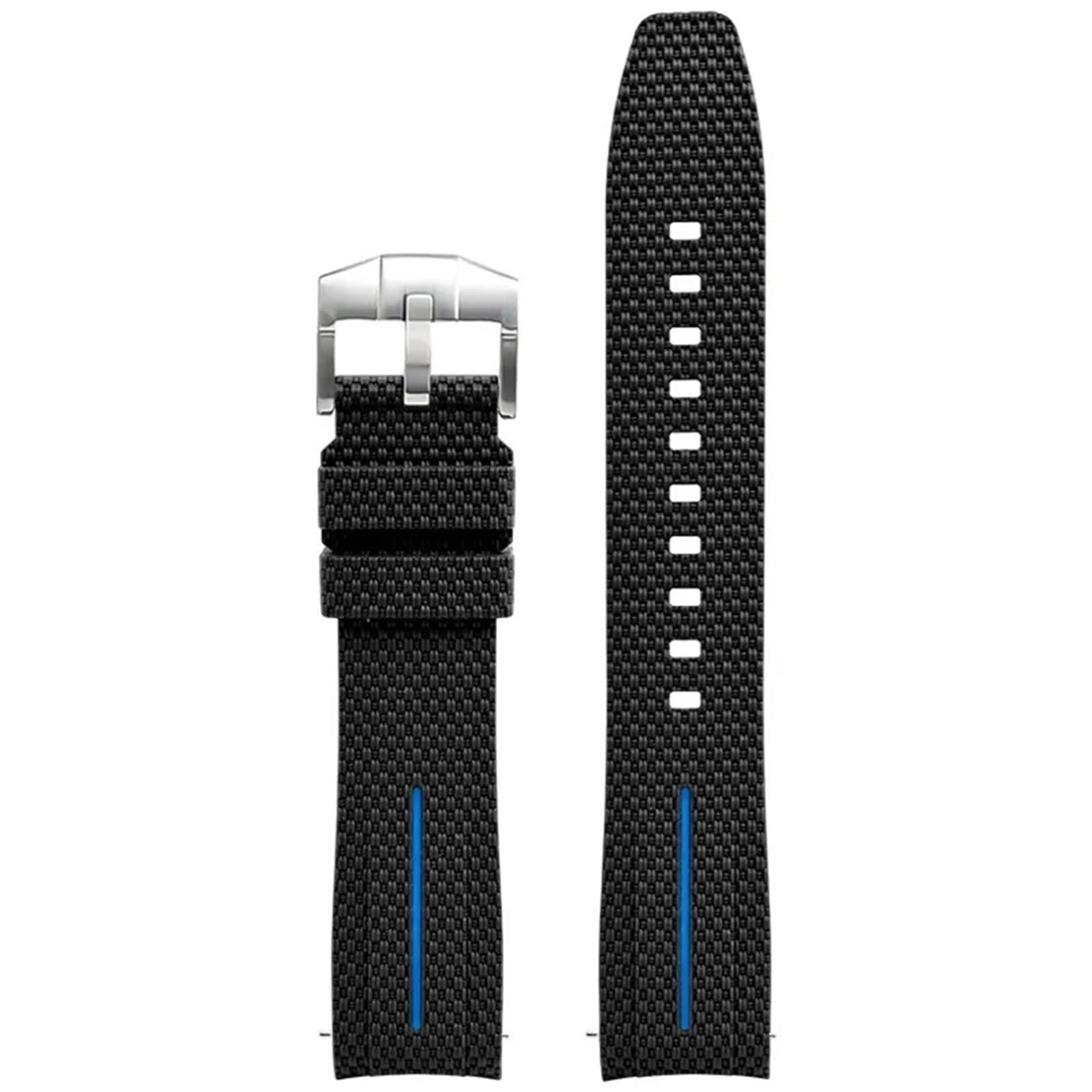 Universelles 20-mm-Uhrenarmband für Herren und Damen, Gummi-Schnellverschluss-Armband, gebogenes Ende