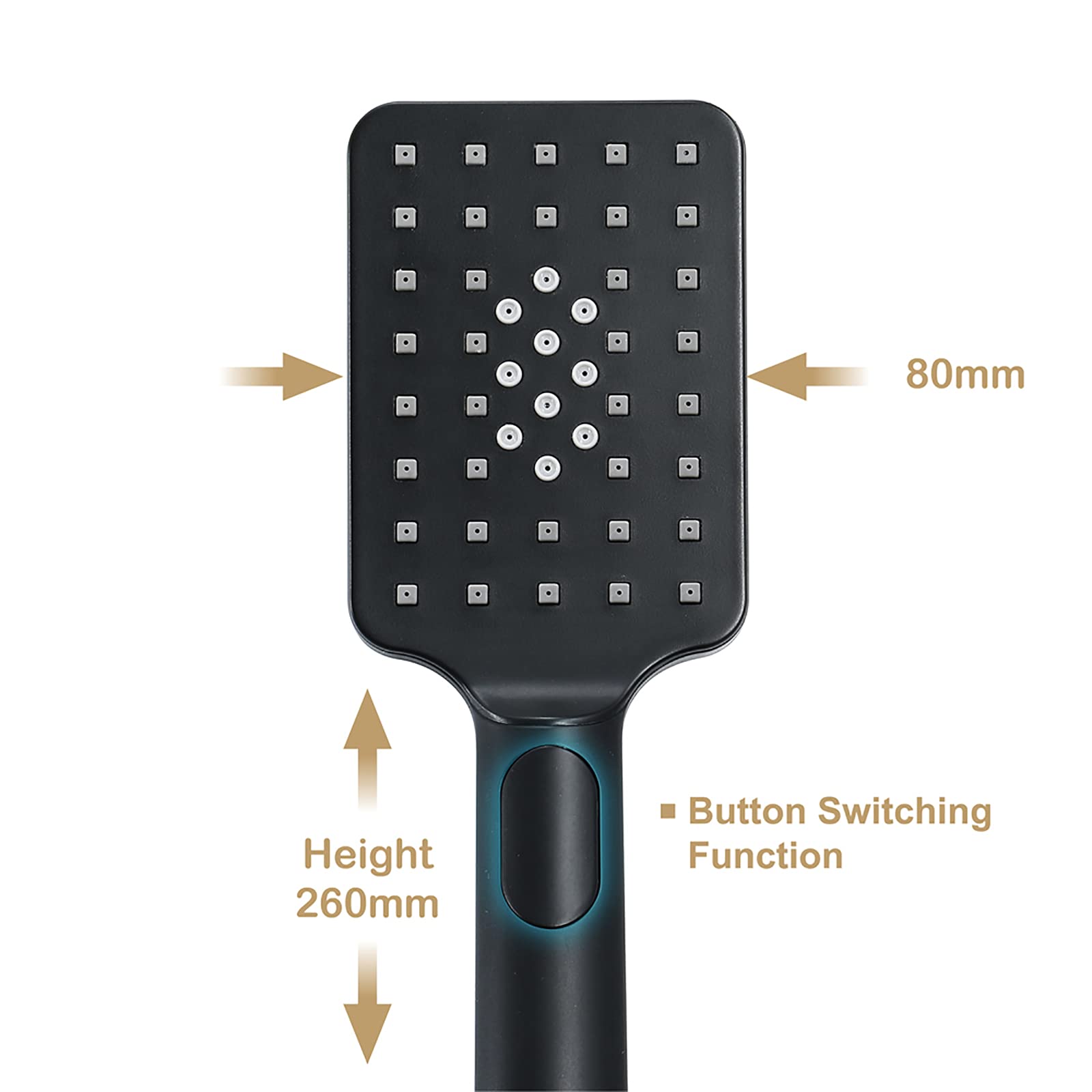 Nero Soffione Doccia Universale Doccetta per Doccia con 3 modalità di Funzione, ABS Telefoni Doccia Alta Pressione Doccetta per Vasca con Ottone Supporto Doccia, 1.5M Tubo Doccia