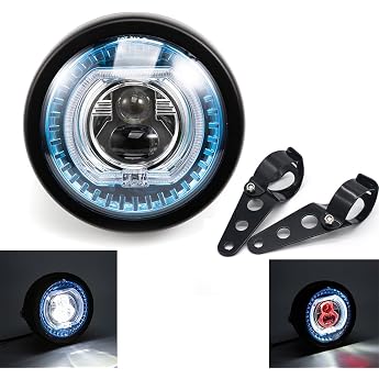 Motorrad Scheinwerfer 575 Zoll Universal LED Scheinwerfer-Abstandslicht mit Halterung f r Motorrad Cafe Racer B