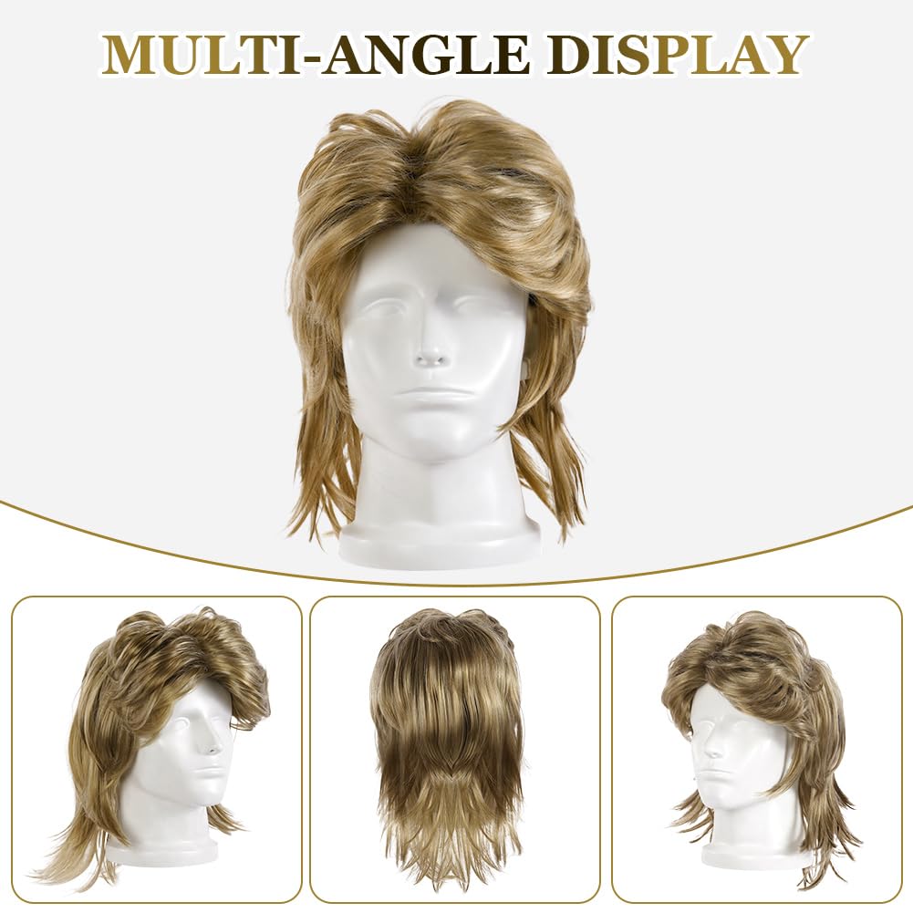 AUYAO Kostium hipisowski disco w stylu lat 60. i 70., hipisowski, fantazyjny kostium, akcesoria dla mężczyzn, funky afro, peruka hipisowska, lata 80., dyskoteka, gorączka, hipisowska peruka, zestaw