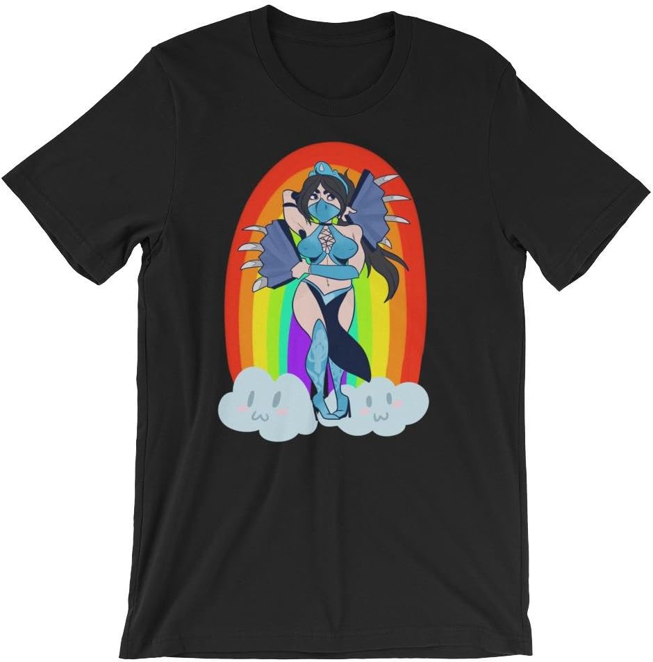 MK Cool Kitana Rainbow Funny Mortal Kombat X 9 Video Game Printed Design Tee Unisex T-Shirt