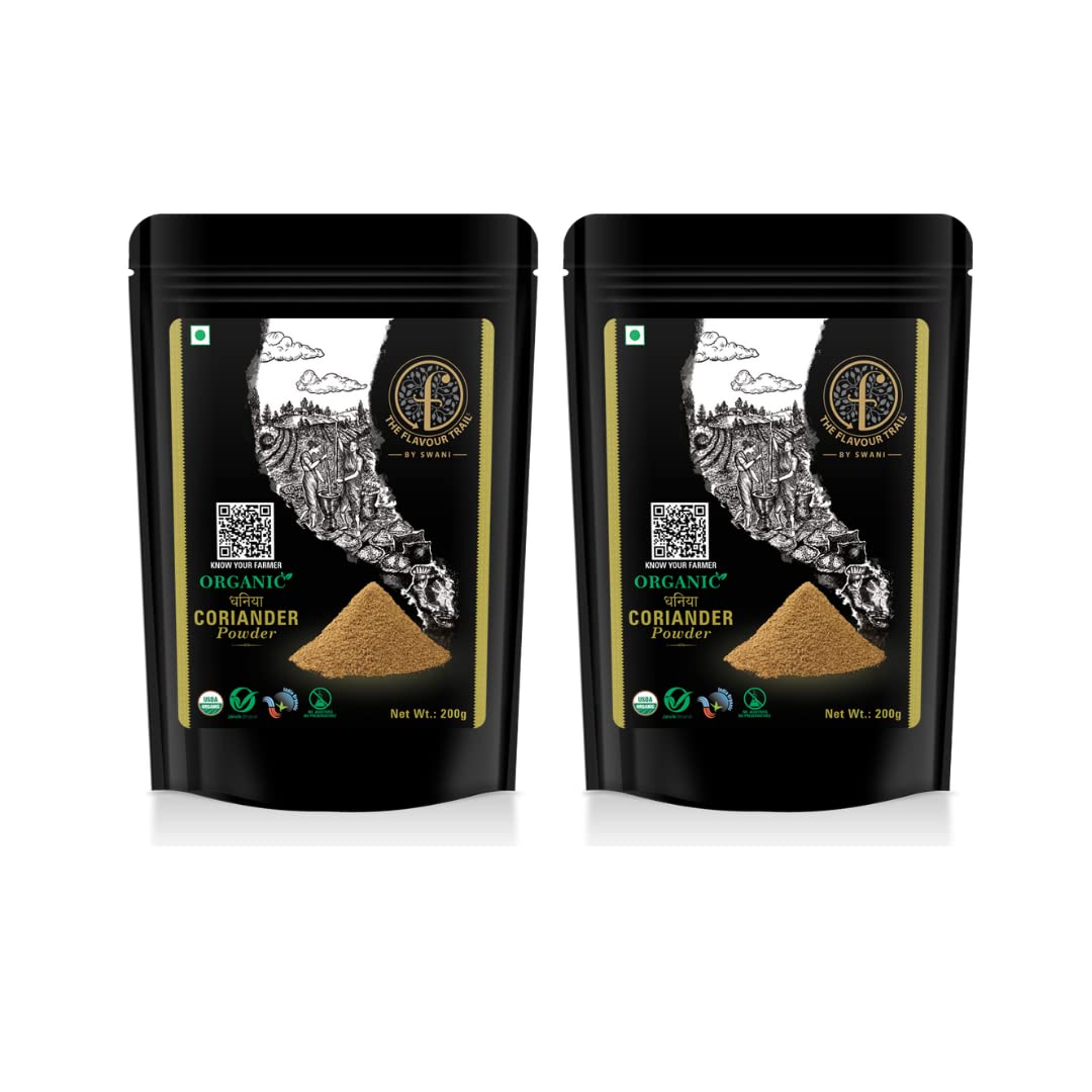 The Flavour Trail - Organic Coriander Powder/ Dhania Powder/ Fresh Dhania - Pack of 2, 200gms Each | Organically Farmed | Pesticide-Free (B0B4JPSBDQ) Amazon Price History, Amazon Price Tracker