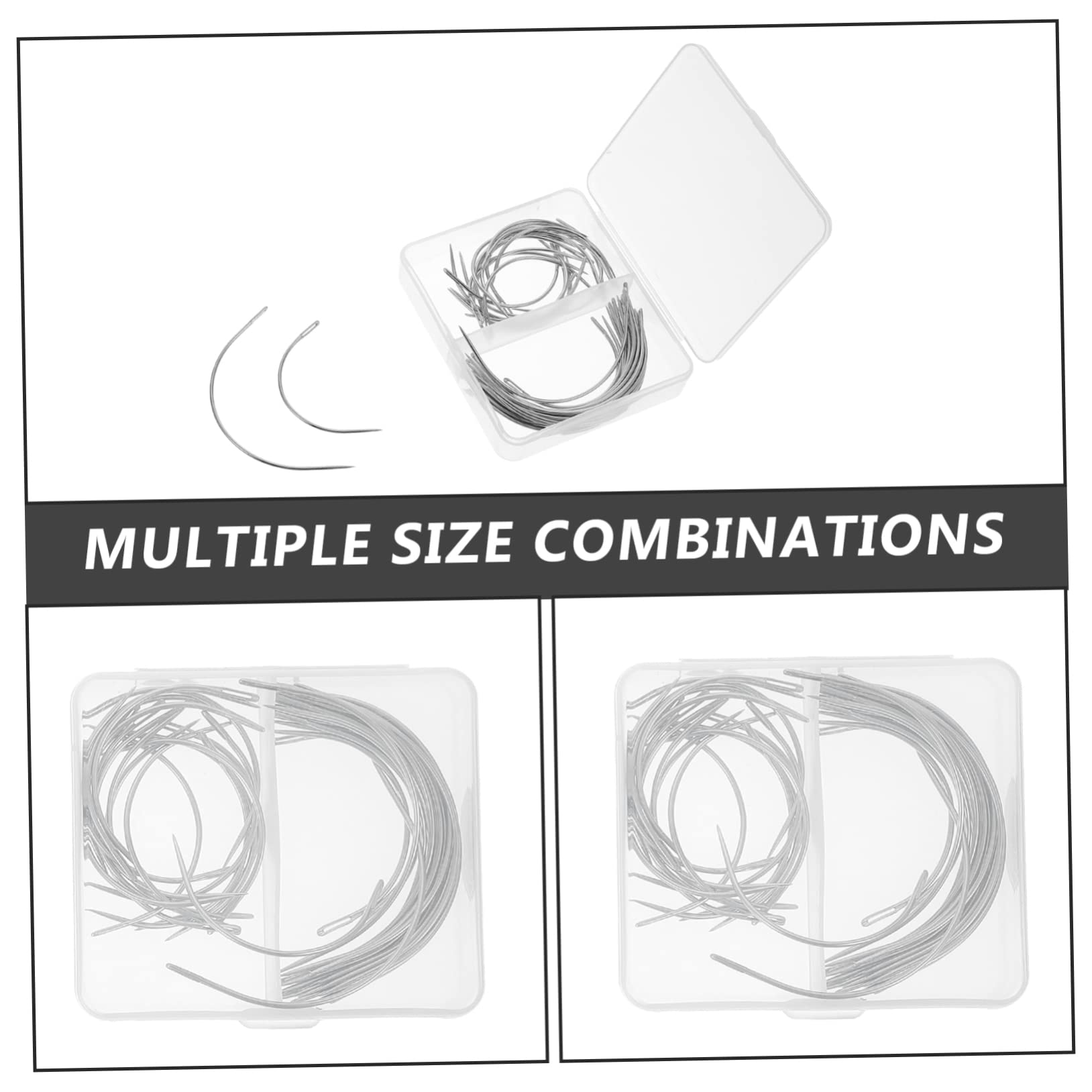 IWOWHERO Hand Sewing Needle Kit 40 Pcs c Curved Needles Metal Material Perfect for Coats and Heavy Fabrics