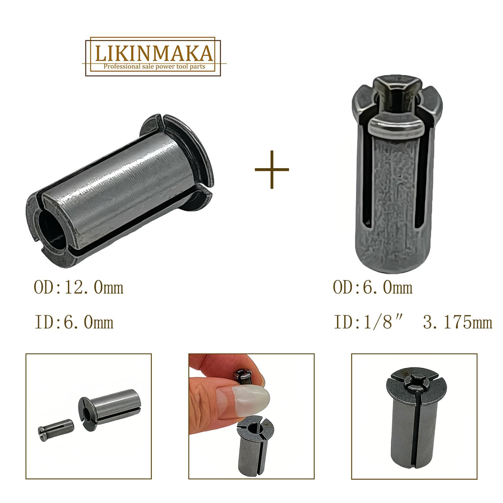 Stainless Steel Router Collets - 5 Sizes Included -4 Stainless Steel Router Collets - 5 Sizes Included -4
