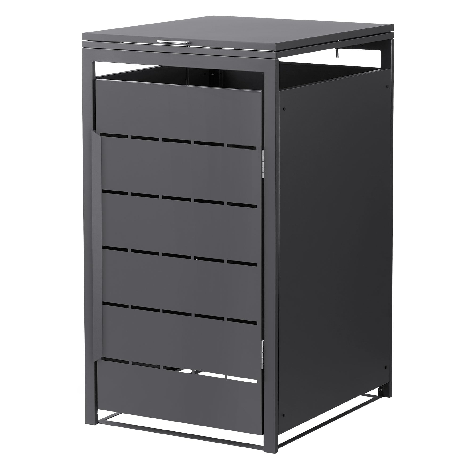 ML-Design Mülltonnenbox 1er 240L, Mülltonnenverkleidung für 1 Mülltonne, Müllbox wetterfest, Mülltonnenhaus aus Stahl, Müllcontainer mit Klappdeckel & Tür, Gerätebox erweiterbar 68x80x120 cm Anthrazit