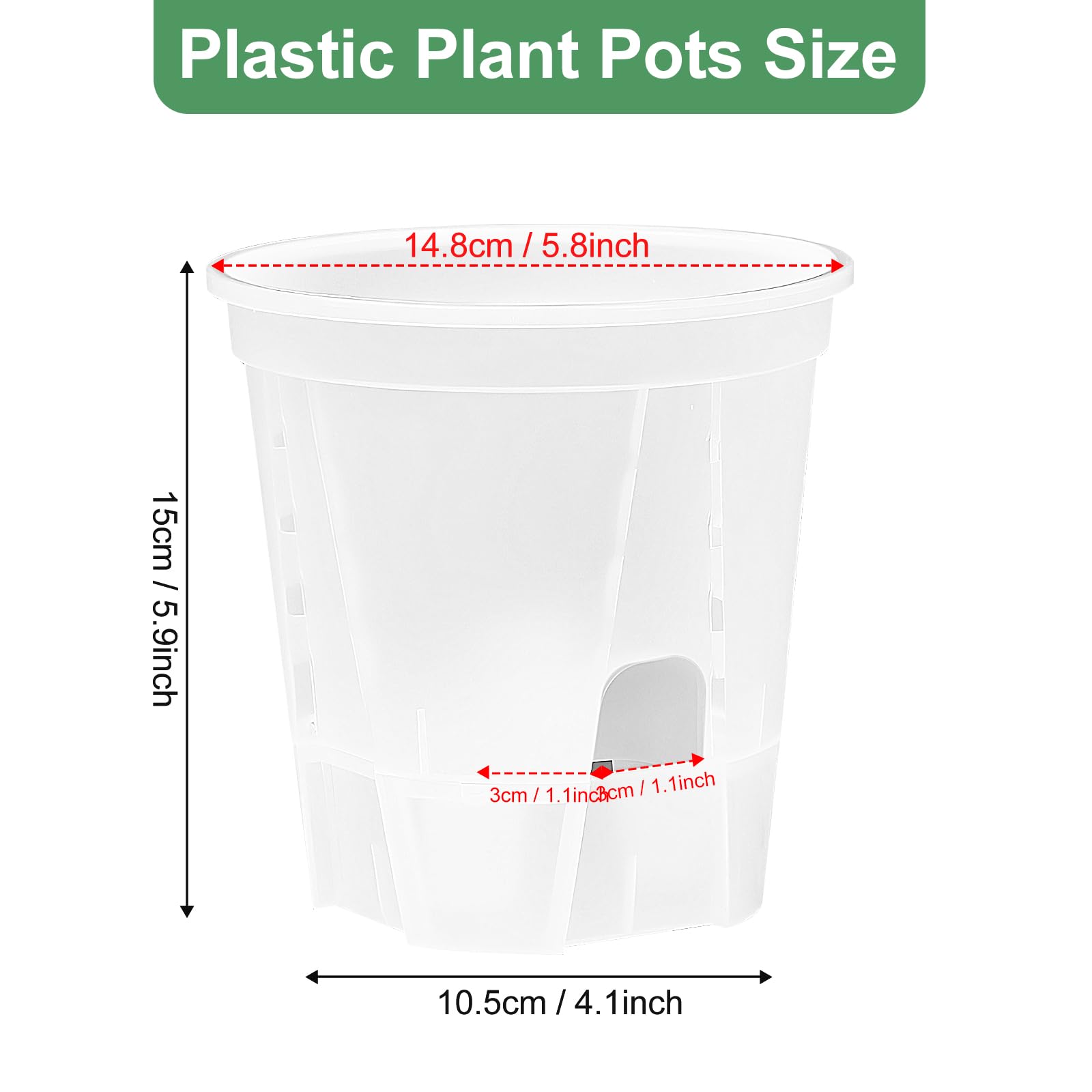 IWTTWY 3 Pack Self Watering Plant Pot, 15cm Plastic Flower Pots - Image 2