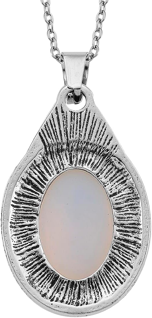 SHOP LC DELIVERING JOY Opalite 110.00 ctw Earrings and Pendant in Silvertone with Stainless Steel Necklace 20 Inches Christmas Gifts