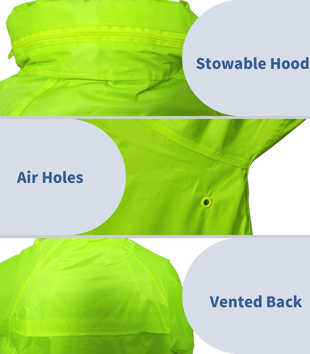 RainRider Raincoat for Men Waterproof Long Rain Jacket with Stowable Hood Lightweight Rain Gear Poncho for Unisex