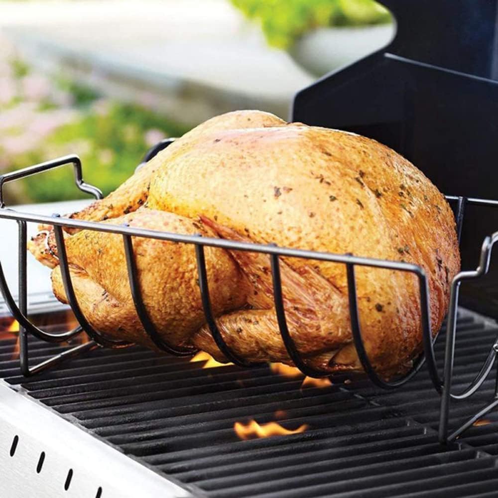 Stainless Steel Chicken Turkey Rack Holder Roasting Rack Large Beef Chicken Roaster Stand for Smoker Grill, Oven, Charcoal Grill