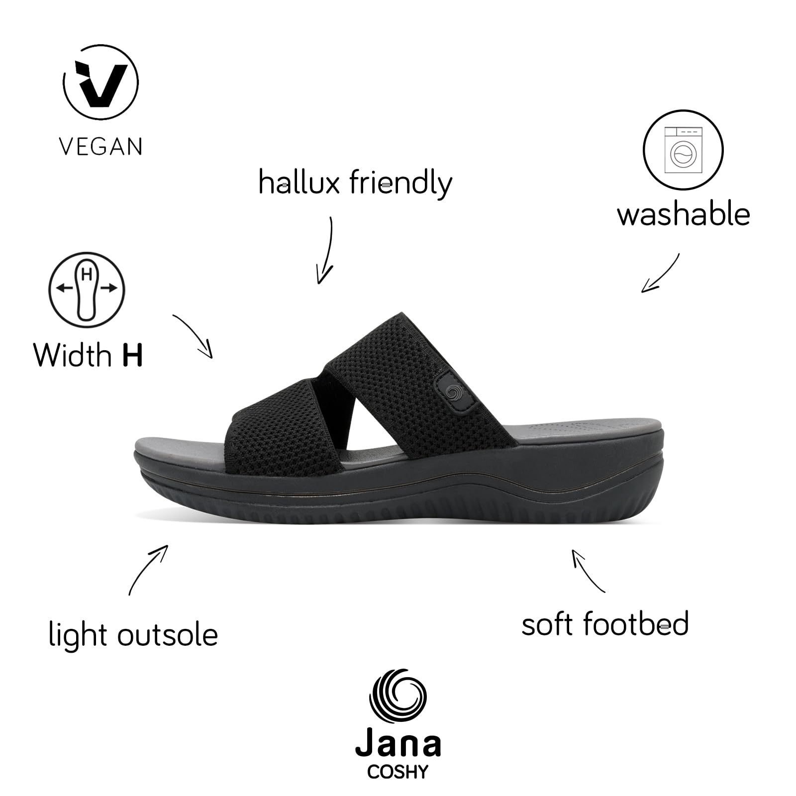 Jana Mules Femme Stretch Vegan