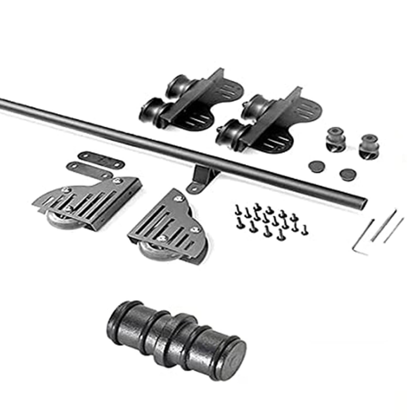 Kit quincaillerie pour porte de grange coulissante avec rail d'extension tube rond pour échelle loft