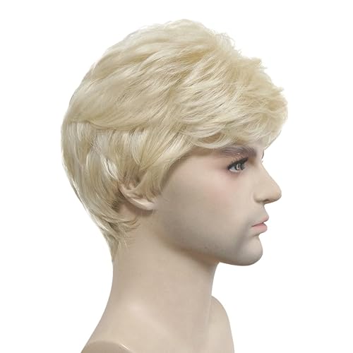 Vista 20 de Lydell Peluca de cabello sintético sintético corto natural para hombres (marrón ceniza medio)